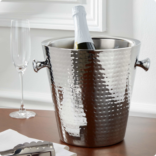 Champagne bucket with stand hammered